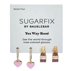 Sugarfix By Baublebar Earrings Set Pink Heart Champagne Bottle Gold